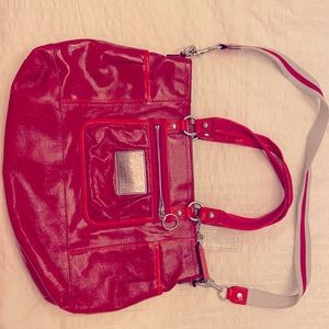 Coach Poppy Patent Leather Red Shoulder Strap